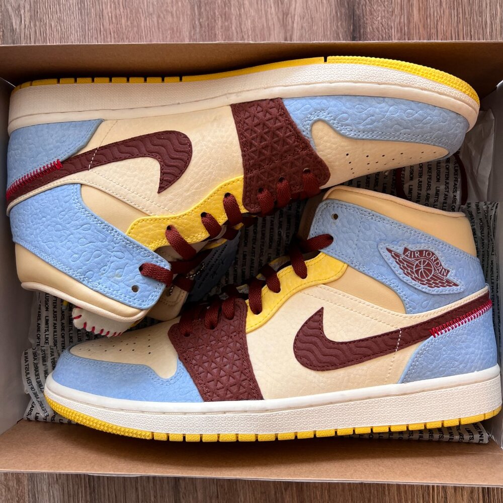 $3 START!! JOIN LIVE!! Air Jordan 1 Mid Se Fearless Maison Chateau Rouge Size 11 - Picture 6 of 6
